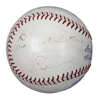 Lou Gehrig Signed & Inscribed OAL Harridge Baseball (PSA/DNA & JSA)